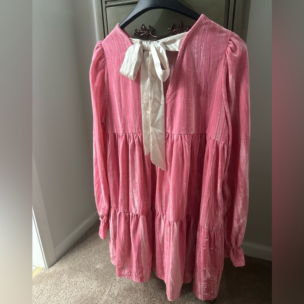 Adorable pink velvet dress NWOT